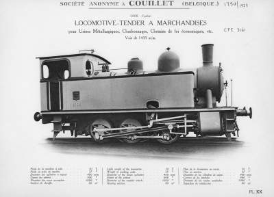 <b>Locomotive-tender à marchandises</b><br>pour Usines Métallurgiques, Charbonnages, Chemins de fer économiques, etc.<br>Voie de 1435 m/m